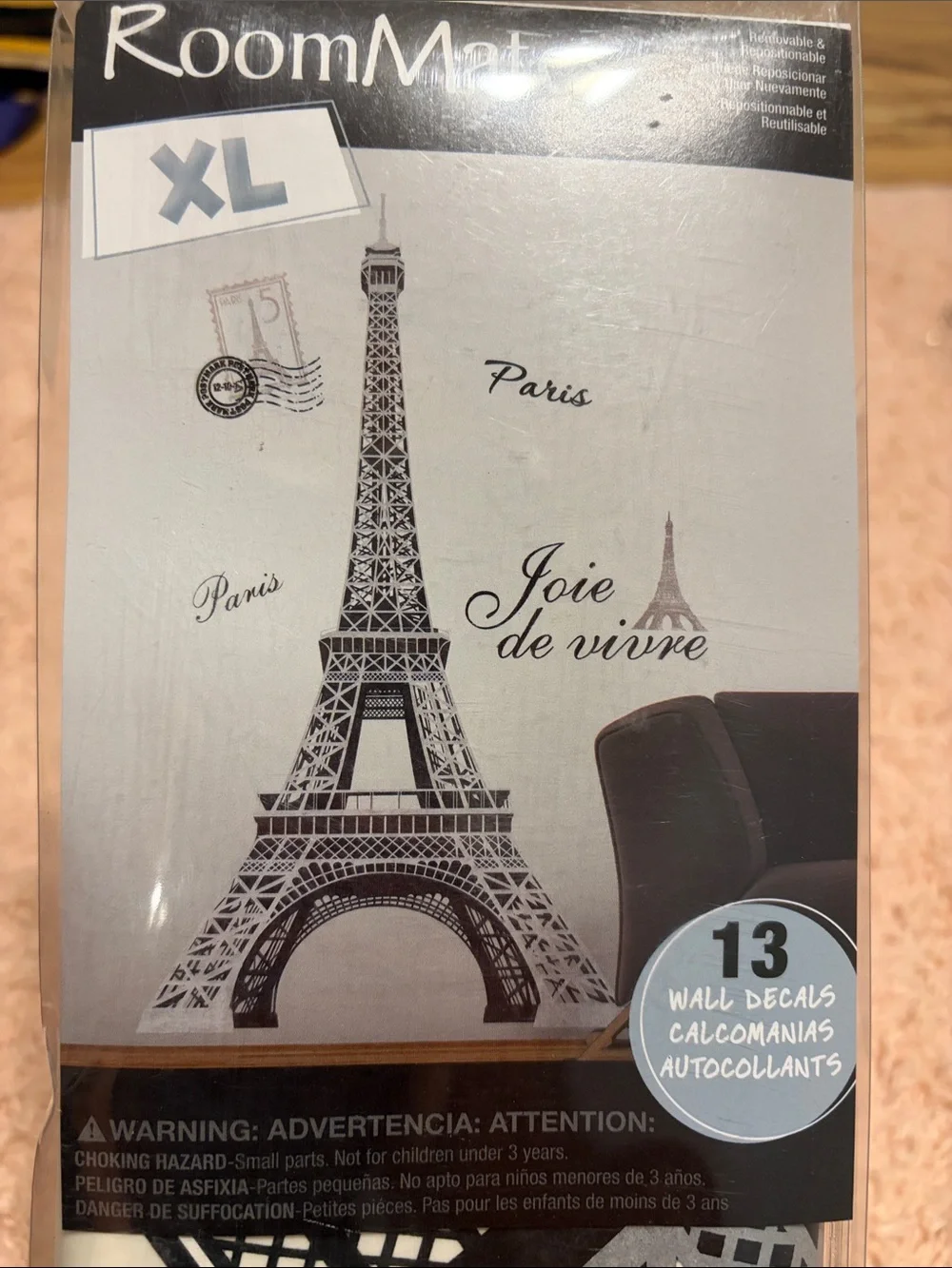 Paris RoomMates Wall Decals Peel Position And Smooth Eiffel Tower Postmark